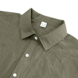 Riolio Summer New Solid Color Linen Men's Shirt Turn-down Collar Short Sleeve Men's Loose Casual Pocket Outdoor Vacation Shirt