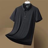 Riolio Lightweight Polo Shirt Lapel Button Jogging Tops Summer Men's Solid Color Tshirts New Men Casual Streetwear Short Sleeve Shirts
