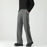 Riolio  Autumn New Men's Black Gray Suit Pants Loose Straight Drape Solid Color Elastic Business Work Casual Trousers Fashion Clothing