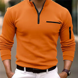 Riolio  Men's long-sleeved Casual T-shirt With Half Zipper Spring Autumn Long-sleeved T-shirt Arm Zipper Sports Shirt