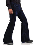 Riolio  New Casual Solid Color Corduroy Pants Men Spring Autumn Vintage Wide Leg Bell Bottom Mens Trousers Fashion Stretch Slim Trousers