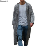 Riolio New Mens Knitted Cotton Cardigan Fashion Long Sweaters Male Casual Solid Long Sleeve Slim Outwear Autumn Winter Warm Hoodie