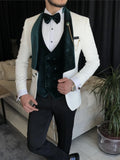 Riolio  High Quality Velvet Collar Suit Set 3 Pieces,Stylish Regular Fit Men's Suits, Shawl Lapel Tuxedo For Men Prom Wear