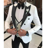 Riolio  3 Pieces Jacquard Jacket with Vest Pant Wedding Suits for Men Single Breasted Peak Lapel Groom Tuxedo Male Fashion Suits