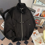 Riolio American Cityboy Jacket Wash Canvas Deconstructed Stand Collar Coat Design Sense Top Spring Autumn Korean Trend Bomber Jacket