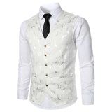 Riolio Men Suit Vest Coat Roses Pattern Bright Jacquard Fabric Party Luxury Design Causal Fashion Slim Fit Men Suit Vest Coat
