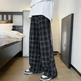 Riolio  Check Trend Plaid Baggy Trousers For Men Loose Classic Korean Style Designer Clothes Big Size Harajuku Fashion Casual Pants Man
