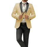 Riolio  Men's 3 Piece Tuxedo Suit Set with Shawl Lapel Blazer Vest And Pants High Quality Regular Fit for Wedding Business Prom