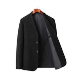 Riolio Mens Blazer Fashion Business Handsome Gentleman Korean Version of British Style Leisure Slim Solid Color Wedding Work Blazer