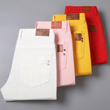 Riolio  Men White Jeans Fashion Business Casual Classic Style Slim Fit Soft Pure Cotton Trousers Male Brand Advanced  Stretch Pants