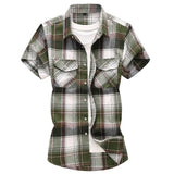 Riolio  Summer Hot Sale Of The Season Men's Checkered Shirt Short Sleeve Large Size Trendy Youth Casual Korean Style Fashionable Double