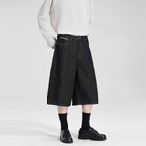 Riolio  Classic Baggy Men's Raw Jeans Calf-Length Summer Fashion Black Casual Loose Wide Leg Washed Denim Pants High Quality Clothes