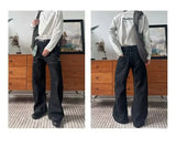 Riolio  JEANS MEN Black Straight Leg Mens Jeans Novel Pocket Design Front Patch Denim Pants Trendy Fashion Casual Trousers Hot Sale 2025