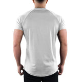 Riolio Plain Gym T-shirt Men Summer Fitness Clothing O-Neck Short Sleeve T shirt Cotton Slim Fit Tshirt Bodybuilding Workout Tees Tops