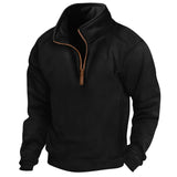 Riolio  Men's New Arrival Stand Collar Half Zip Long Sleeve Tactical Hoodie Pullover Sports Polo Shirt