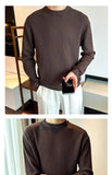 Riolio  New Korean Retro Men Basic Sweater Luxury Knitted Solid Color O Neck Long Sleeve Pullover Casual Slim Premium Quality Knitwear