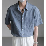 Riolio  New High-end Men Clothing Summer Men's Shirts Textured Short Sleeve Casual Business Shirt Simple Office Top Ice Silk Shirt Men