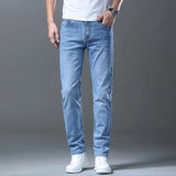 Riolio  New Men's High Quality Slim Jeans Fashion Classic Style Business Straight Stretch Denim Pants Male Brand Trousers Blue Black