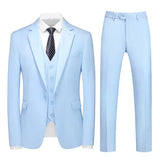 Riolio  M-6XL Double Vent Mens Suit ( Blazer+Vest+Pants) Solid Color Formal Office Business Suit Three-piece Groom's Wedding Dress Party