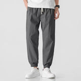 Riolio  High Street Trend Men Spring Fashion Work Pants Loose Bound Feet Thin Style Solid Color Elastic Waist Large Size Casual Trousers