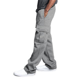 Riolio Men Sweatpants Long Pants Loose Sport Fit Jogging Joggers Sweat Pocket Cargo Pants Trousers Plus-size S-4XL