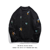 Riolio Korean Style Round Neck Couple Sweater Autumn Winter New Men's Knitted Pullovers Embroidery Patterns Male Knitwear Clothing