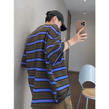 Riolio  Loose Fit Striped Short Sleeve T-Shirt Unisex Summer Casual Wear Polyester Blend Cleanfit Style Male Female Suitable