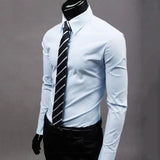 Riolio Classic Business Shirt  Breathable Not See Through Men's Shirt Men's Slim Fit Cotton Business Shirt