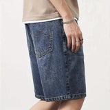 Riolio  Cowboy Shorts Men Summer Loose Pocket Straight Cylinder Trend Casual Middle Pants Washing Nostalgia Versatile Quarter Pants