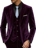 Riolio  Velvet Elegant Man Suit Set 3 Pieces Host Costumes Warm Long Sleeve Tuxedo For Party Plus Size Handsome Suits Wedding Clothes