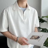 Riolio  Summer New Pattern Large Size Men's Clothing Loose Half Zipper Polo Shirt Trendy Style Turn-down Collar T-Shirts Chic Tops