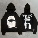 Riolio Hiphop Red Letter Print Streetwear Hoodies Women Graphic Y2k Top Oversized Hoodie Couples Harajuku Sweatshirt Goth Women Clothes