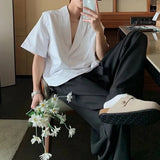 Riolio  Mens T-Shirt Japanese Plain Casual T-Shirt Summer Daily Outdoor Vacation Fashion All-Match Short-Sleeved Top Men'S Clothing