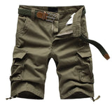 Riolio  Summer Cotton Cargo Shorts Men Multi Pocket Solid Color Mens Casual Shorts Fashion Military Knee Length Short Pants No Belt