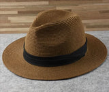 Riolio  New Panama straw hat foldable big head circumference straw z  top  sun protection visor  men's hat