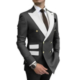 Riolio  Elegant Slim Fit Men's Tuxedo Suit 2-Piece Blazer And Pants Set Peak Lapel Wedding Evening Party Attire