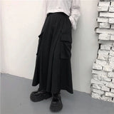 Riolio  XS-5XL Gothic Culottes Dark Workwear Big Pocket Samurai Pants Hakama Genderless Streetwear Wide-Leg Pant Men'S Clothing New
