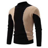 Riolio High Quality Men's New Autumn and Winter Casual Warm Color Block Sweater Knit Tops Man Clothes