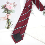 Riolio  Burgundy Luxury 7CM Ties for Women Mens Fashion Necktie Stripes Groom Neck Tie Wedding Party College Style Tie JK Accessories