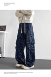 Riolio  Cargo jean pants Men Wide Leg DenimLoose Straight Baggy Men's Jeans hip hop Streetwear Skateboard Neutral denim Trousers