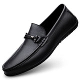 Riolio  Mens Metal Buckle Loafers Genuine Leather Men Casual Shoes Handmade Moccasins Breathable Male Walking Shoes Comfort Travel Flats