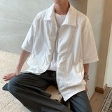 Riolio  Summer Bright Thread Splicing Short-sleeved Shirt for Men Double Zippered Cardigan