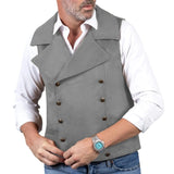Riolio  Men Vest Brown Double Button Frosted Velvet Waistcoat For Banquet Birthday Wedding Business Work Formal Set Men Suit Vest
