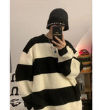 Riolio Striped Sweaters, Lazy Men's Knitwear, Autumn and Winter New Outerwear, Trendy Brand, High-end Thread Clothing Men Pullover