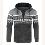Riolio  Men's New Cardigan Hooded Jacket Casual Loose Thin Fluff Sweater Ethnic Style Printed Slim Jacket Knitted
