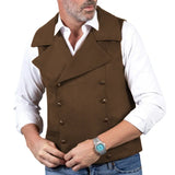 Riolio  Men Vest Brown Double Button Frosted Velvet Waistcoat For Banquet Birthday Wedding Business Work Formal Set Men Suit Vest