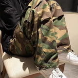 Riolio Trendy Vintage Camouflage Cargo Pants Men's Loose-fit Straight-leg High Street Hip Hop Ins Hong Kong Style Wide-leg Trousers