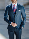 Riolio  High Quality Navy Plaid Suit Set For Daily Office Single Breasted 3 Pieces Blazer Vest Pants Wedding Party Guest