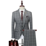 Riolio  New Hot Sale Of The Season Men's Slim Fit Casual Plaid Three-Piece Suit Wedding Groomsmen Formal Wear Banquet Suitable Scene Fas