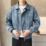 Riolio American Street Style Men's Jacket Handsome Trendy Jacket with Retro Collar Design and Rivet Decoration Double Door Front Coat